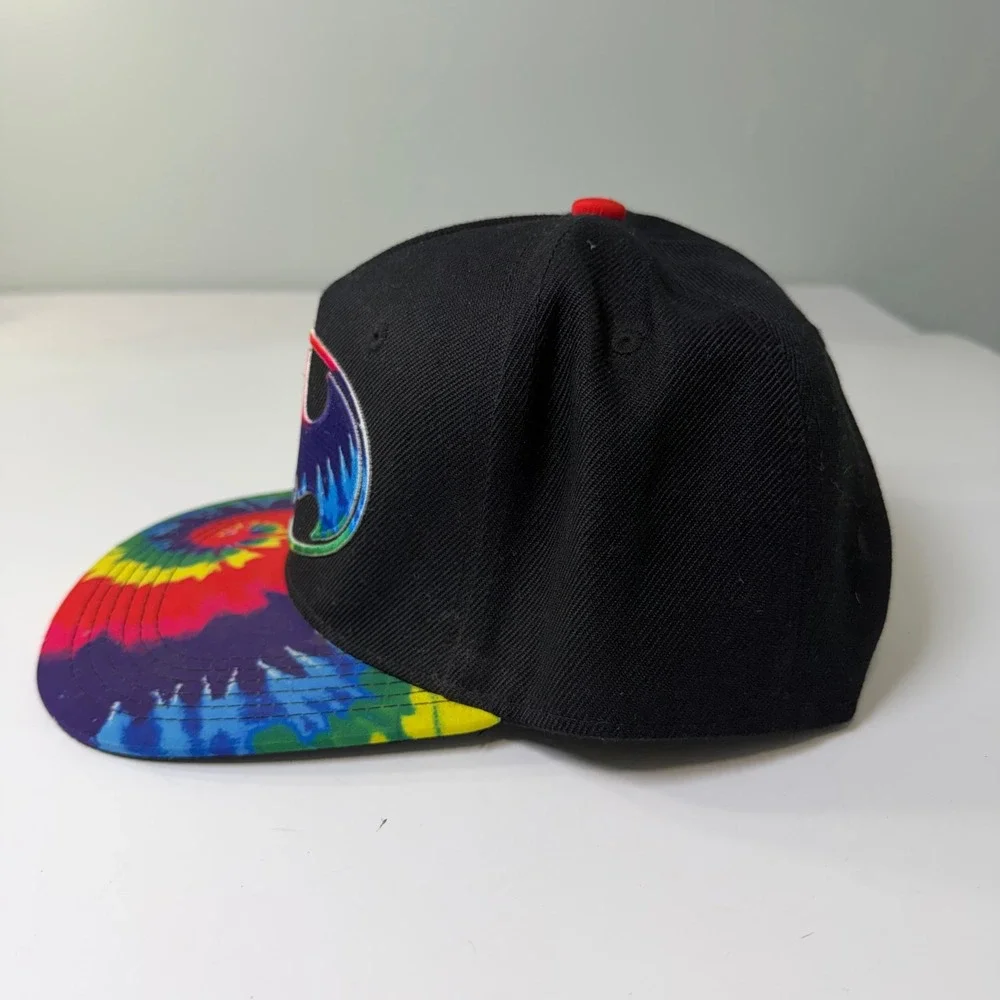 DC Comics Batman Snapback Hat Black Tie Dye Flat Brim Adjustable Cap Retro‎ Logo